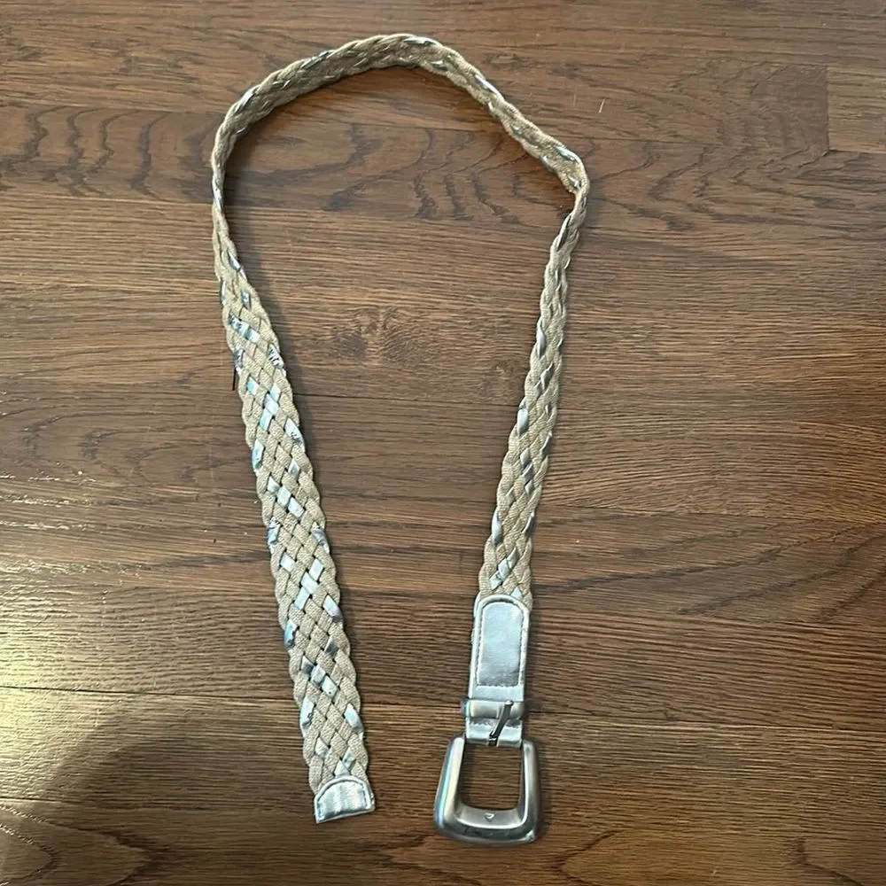Vintage 80s/90s Sandy Duftler silver &‎ sparkly gold woven belt